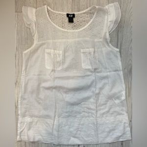 H&M Cotton Lace Cap Sleeve Sheer Top Size 8 ~Very Clean & In excellent condition